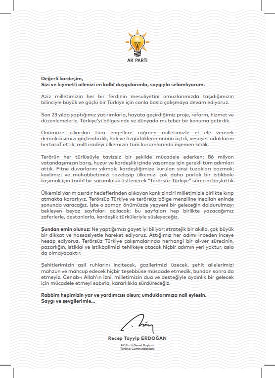 Cumhurbaşkanı Erdoğan, AK Parti'nin