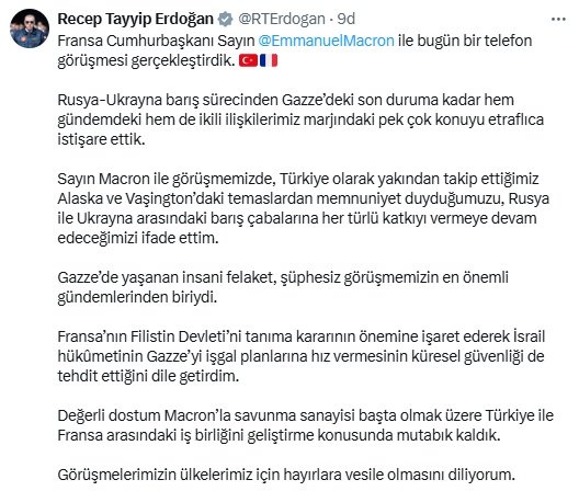Cumhurbaşkanı Erdoğan ve Fransa