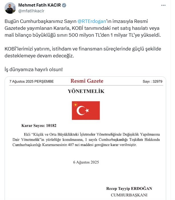 KOBİ tanımı değişti! Net