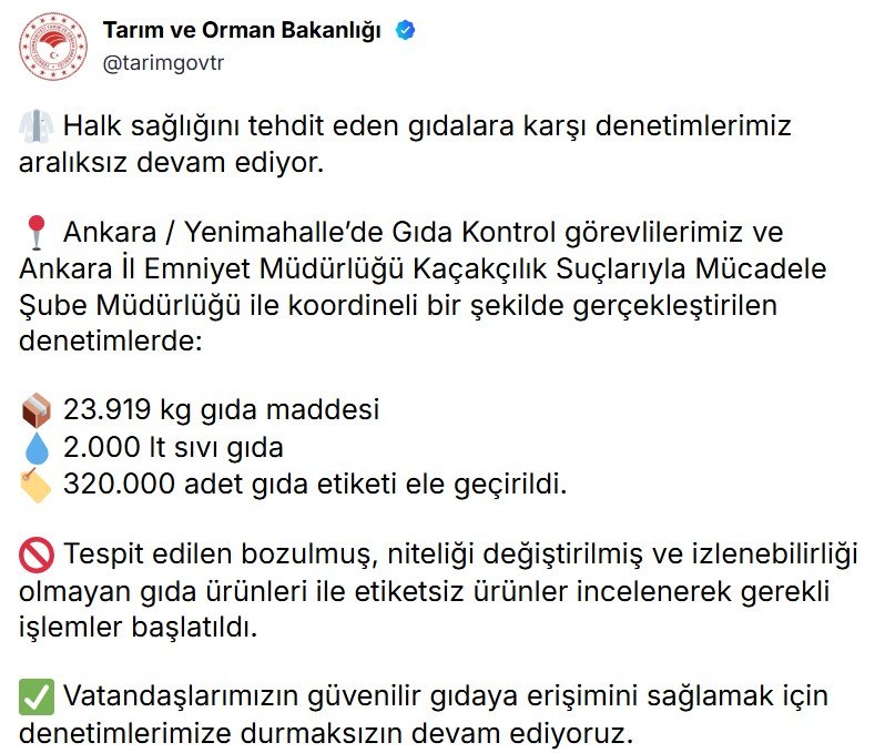 Tarım ve Orman Bakanlığı,