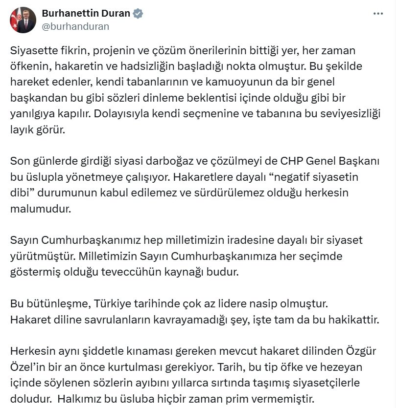 İletişim Başkanı Burhanettin Duran,