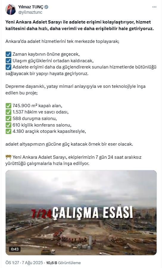 Adalet Bakanı Yılmaz Tunç,
