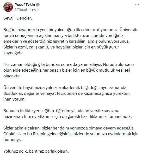Milli Eğitim Bakanı Yusuf