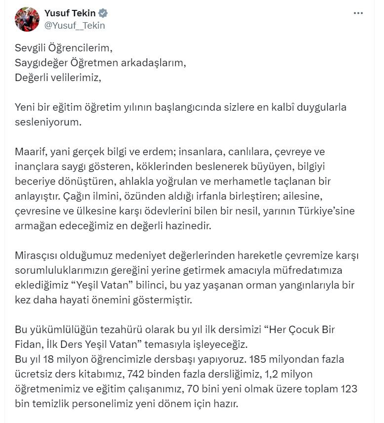 Milli Eğitim Bakanı Yusuf