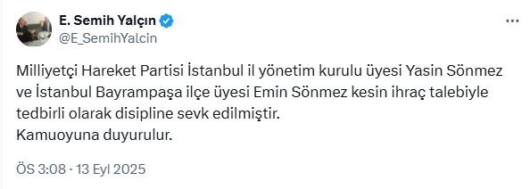 MHP Genel Başkan Yardımcısı