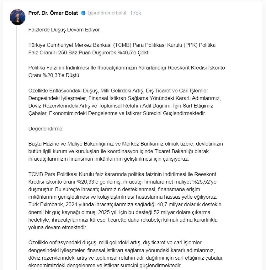 Ticaret Bakanı Ömer Bolat,