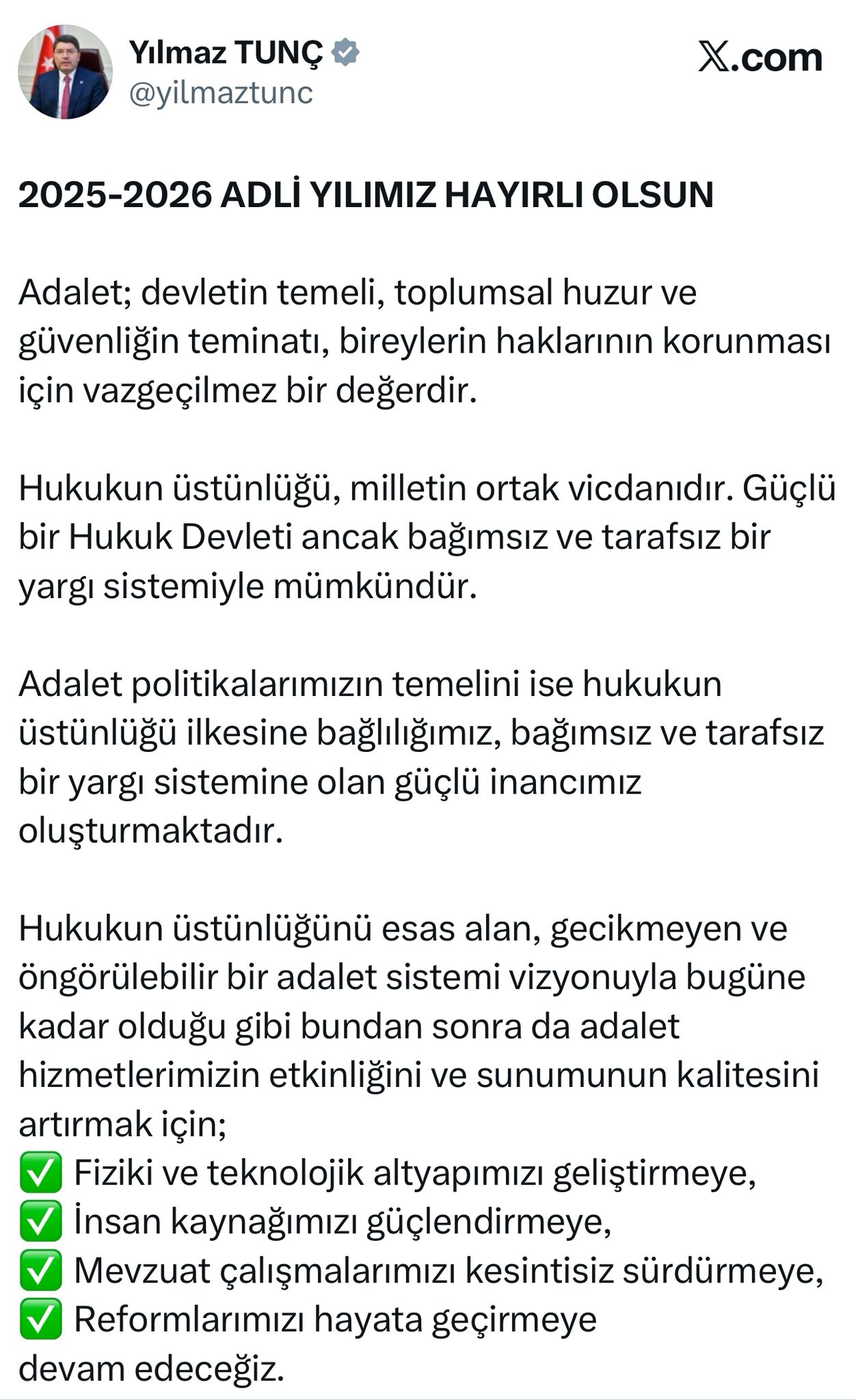 Adalet Bakanı Yılmaz Tunç,