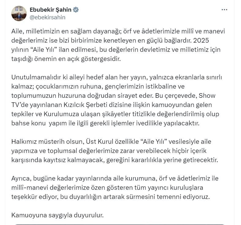 RTÜK Başkanı Ebubekir Şahin,