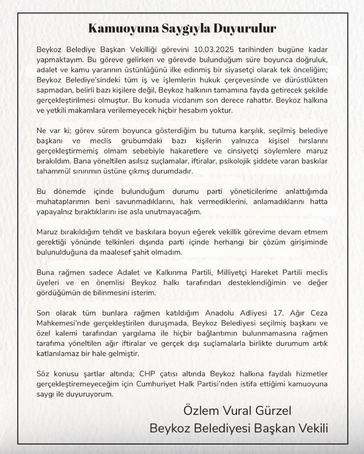 Beykoz Belediye Başkan Vekili