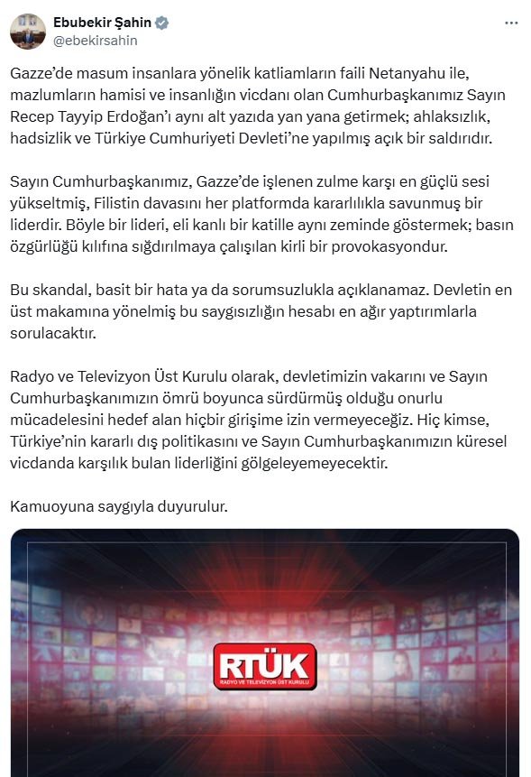 RTÜK Başkanı Ebubekir Şahin,