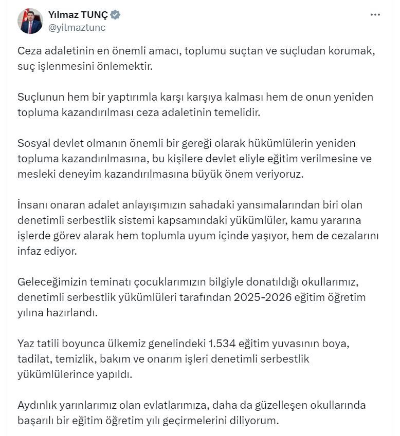 Adalet Bakanı Yılmaz Tunç,
