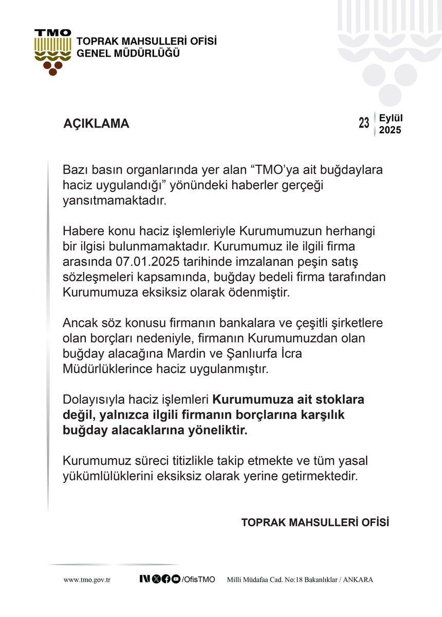 TMO, buğdaylara haciz uygulandığı