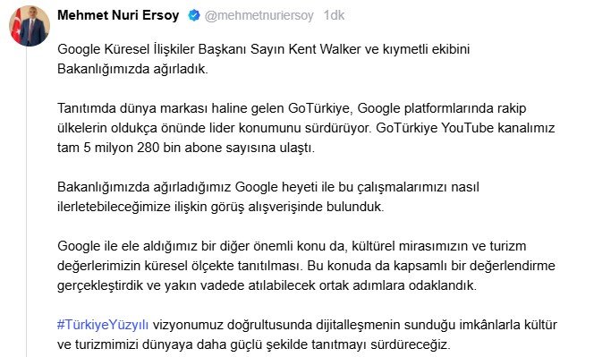 Kültür ve Turizm Bakanı