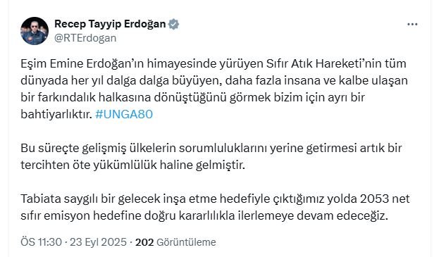 Cumhurbaşkanı Erdoğan, Sıfır Atık