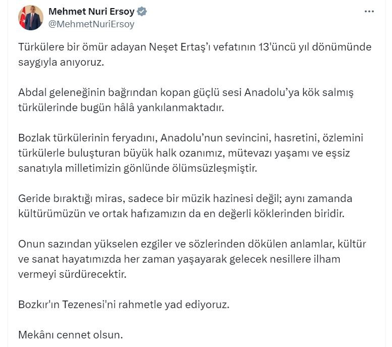 Kültür ve Turizm Bakanı