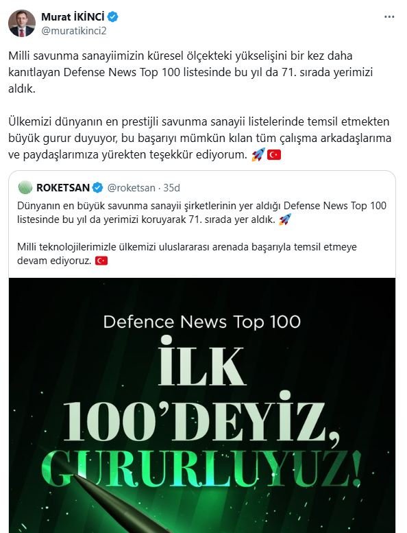 ROKETSAN, Defense News Top