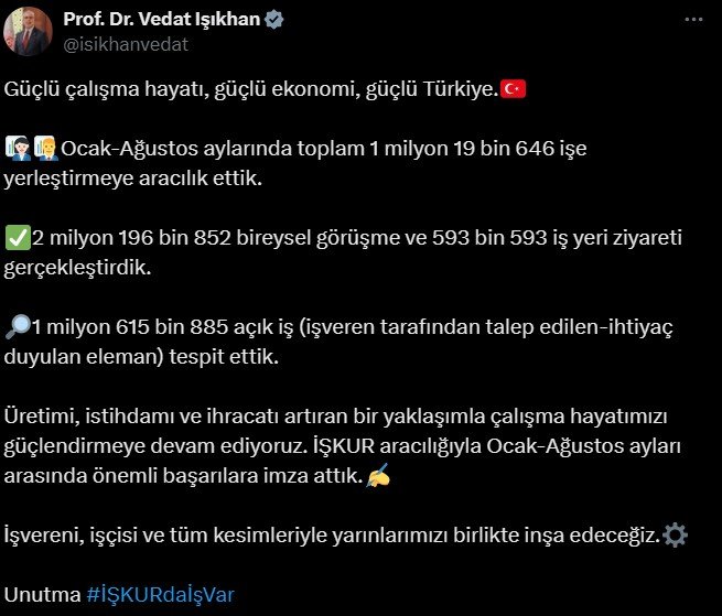 Çalışma Bakanı Vedat Işıkhan,