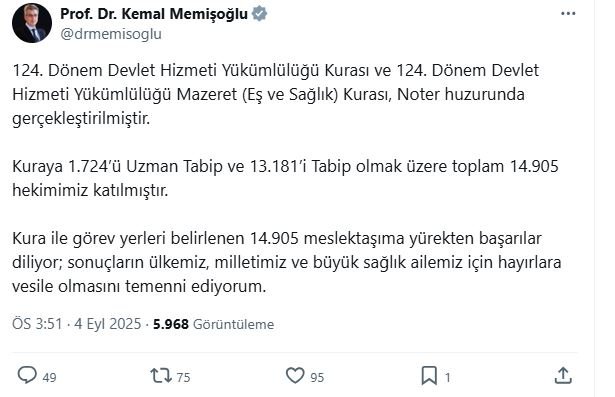 Sağlık Bakanlığı 124'üncü Dönem