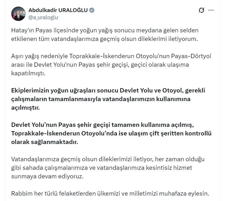 Hatay’da Sel Felaketi: Otoyol Çöktü, Denizde Hortum Oluştu