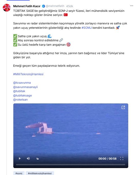 Türkiye’nin SOM-J Seyir Füzesi Atış Testinde Tarihi Başarı!