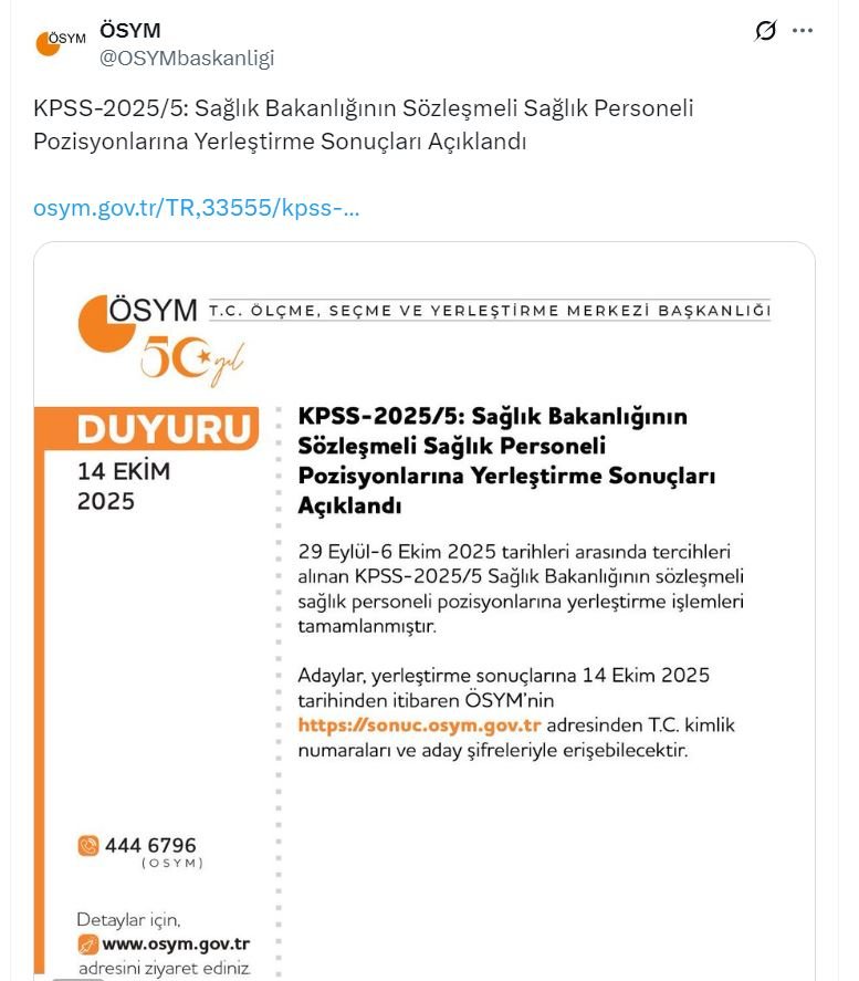 ÖSYM, Sağlık Bakanlığı sözleşmeli