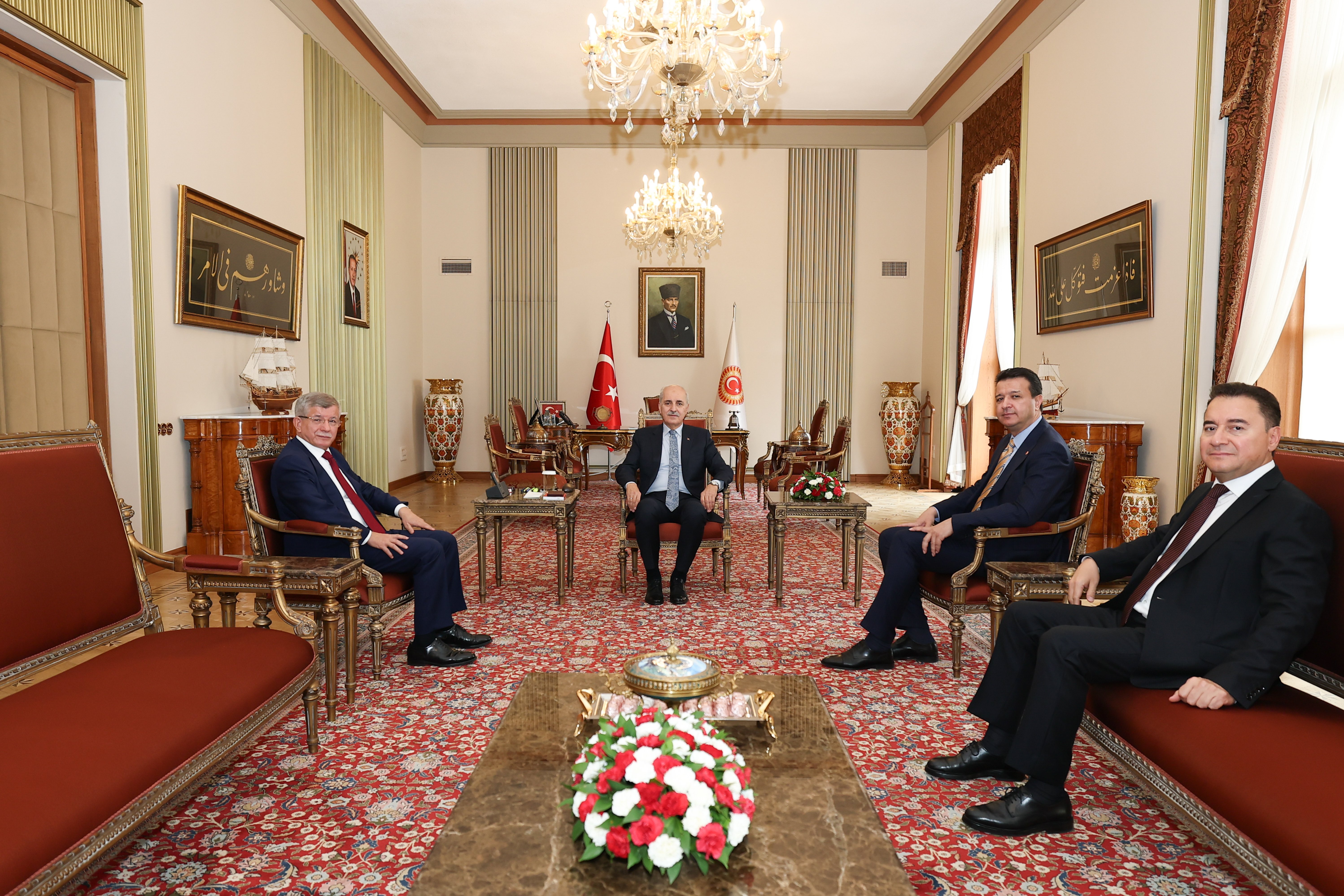 TBMM Başkanı Kurtulmuş’tan Siyasi Liderlere Kabul: Arıkan, Babacan ve Davutoğlu Meclis’te