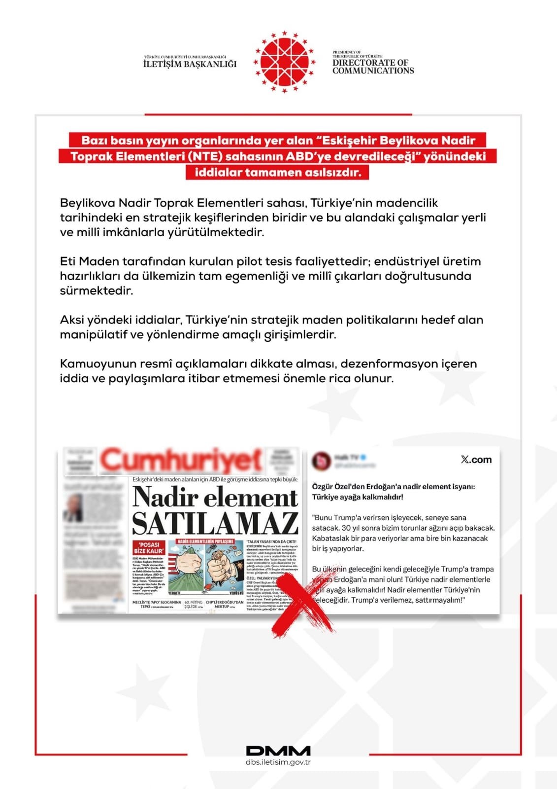 DMM’den Çarpıcı Açıklama: ‘Beylikova NTE Sahası ABD’ye Devredilecek’ İddiası Tamamen Asılsız