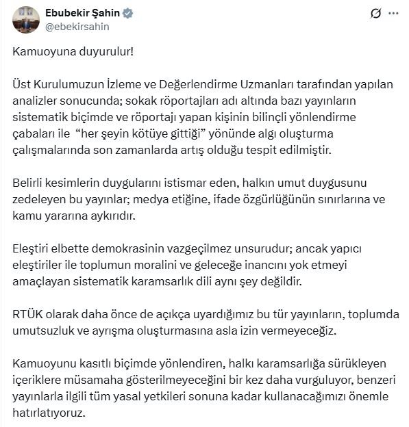 RTÜK Başkanı Ebubekir Şahin,