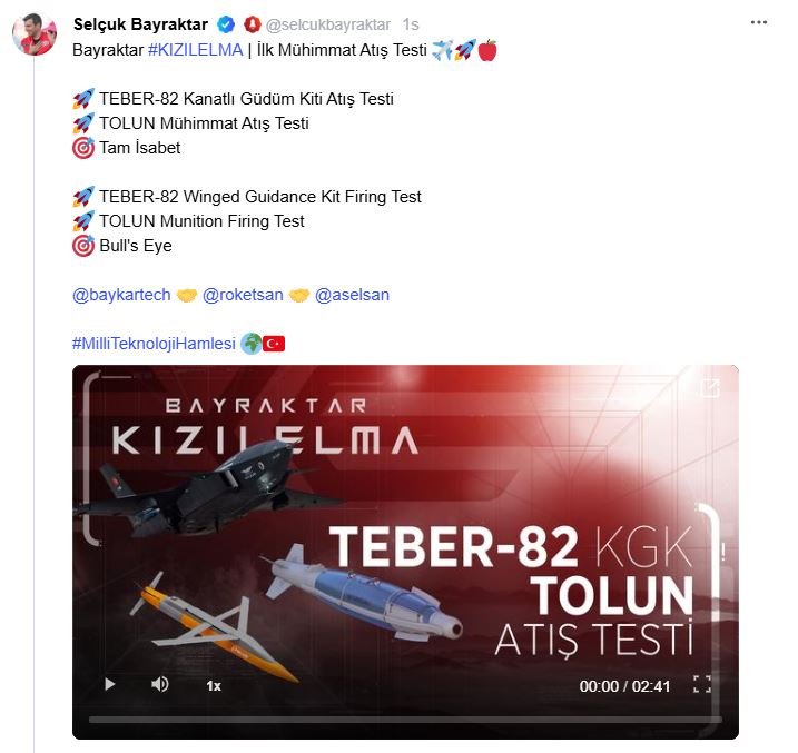 Bayraktar Kızılelma İlk Atış Testinde Tam İsabetle Hedefi Vurdu