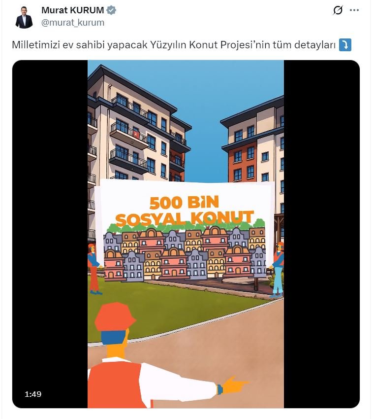 Bakan Kurum’dan 500 Bin Sosyal Konut Projesi Detayları Açıklandı! Çevre, Şehircilik ve İklim