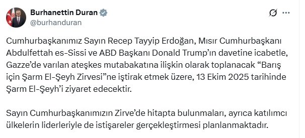 Cumhurbaşkanı Erdoğan, Gazze Zirvesi İçin Mısır’a Gidiyor