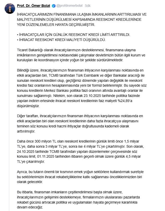Ticaret Bakanı Ömer Bolat,