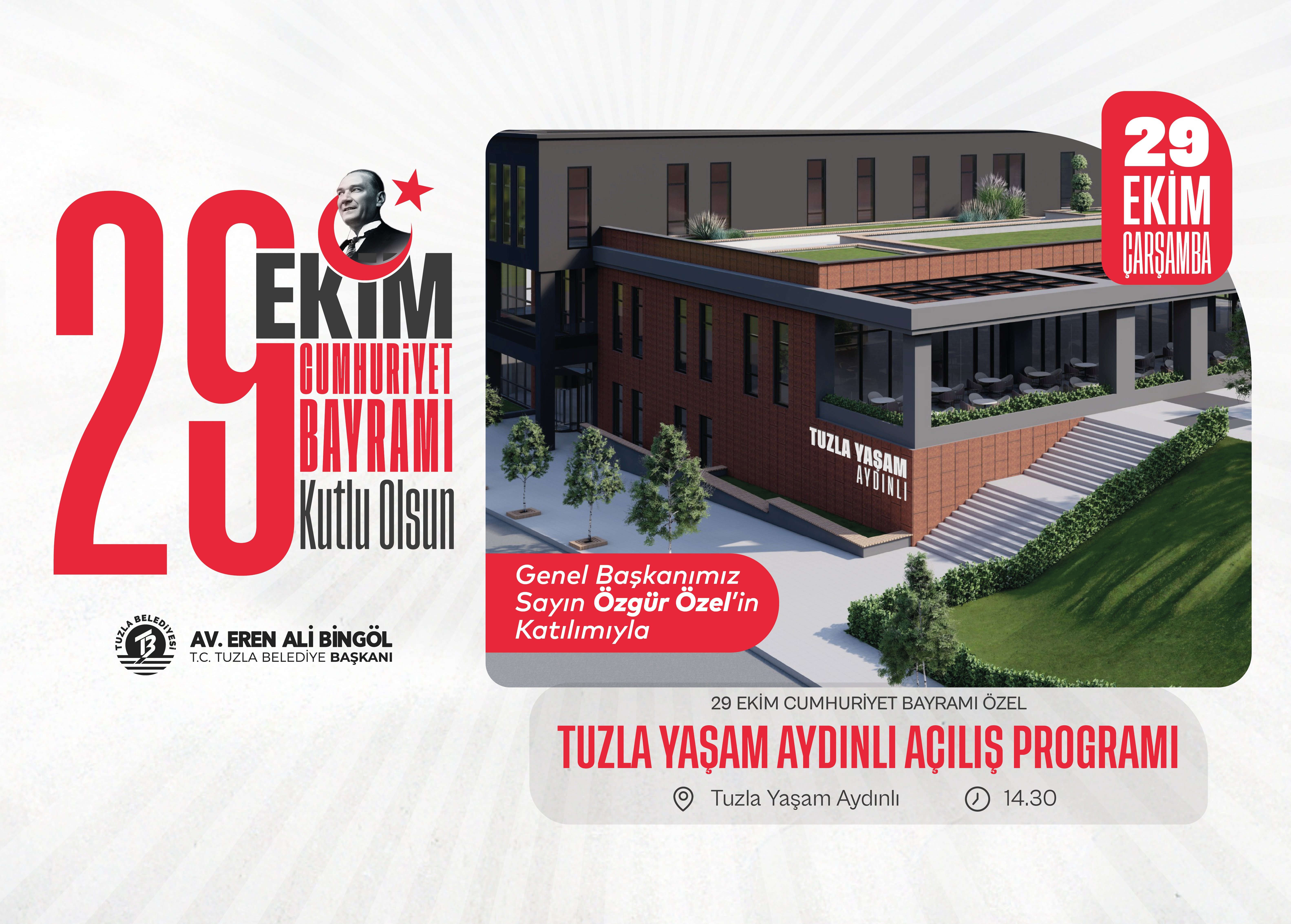 Özgür Özel’in Katılımıyla Tuzla Yaşam Aydınlı 29 Ekim’de Açılıyor CHP Genel Başkanı Özgür