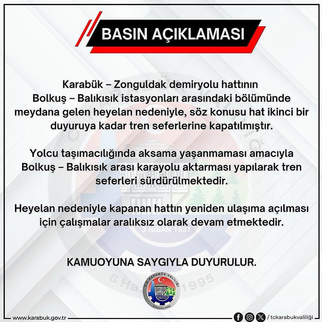 Karabük-Zonguldak demiryolu hattı Bolkuş-Balıkısık