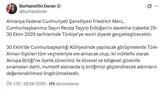 Almanya Şansölyesi Merz Türkiye’ye Geliyor: Erdoğan ile Görüşme ve AB Süreci Gündemde