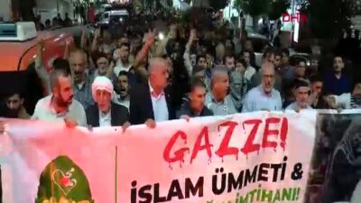 Mardin’de ‘Gazze’ye Vefa Yürüyüşü’nde HÜDA PAR’lılar İsrail Protestosu Düzenledi