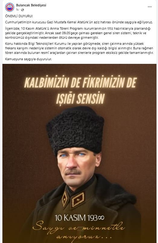 Bulancak’ta 10 Kasım’da Siren Çalmadı! Belediyeden Flaş Açıklama Geldi