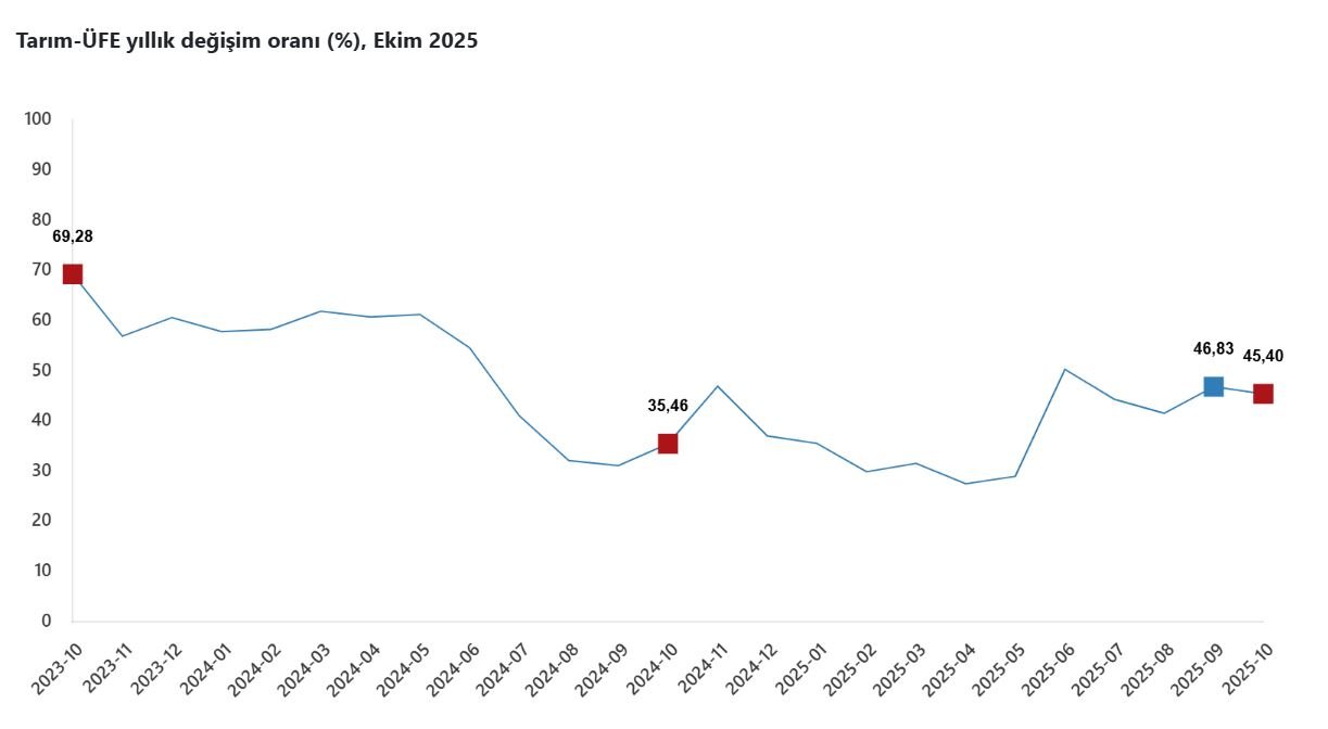 TÜİK Açıkladı: Tarım Ürünleri Üretici Fiyatları Ekim’de <strong>Yüzde 45,40 Zirve Yaptı</strong>