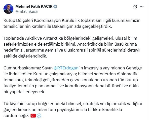 Bakan Kacır: Türkiye’nin Kutuplardaki Bilimsel ve Stratejik Varlığını Güçlendireceğiz
