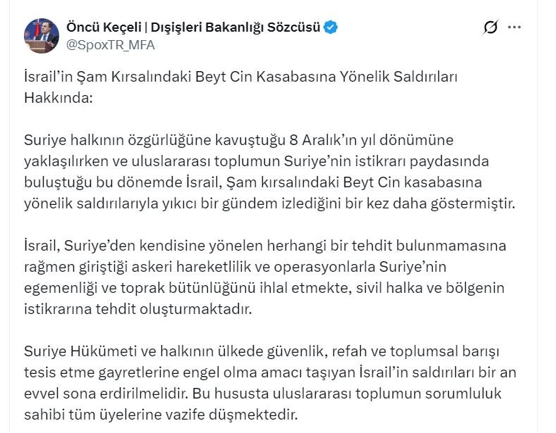 Dışişleri Bakanlığı Sözcüsü Öncü Keçeli,
