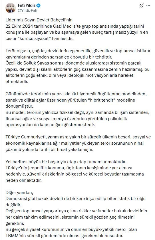 MHP’li Yıldız: İmralı’ya Gidecek Heyet İçin Tarih Belli Oldu!