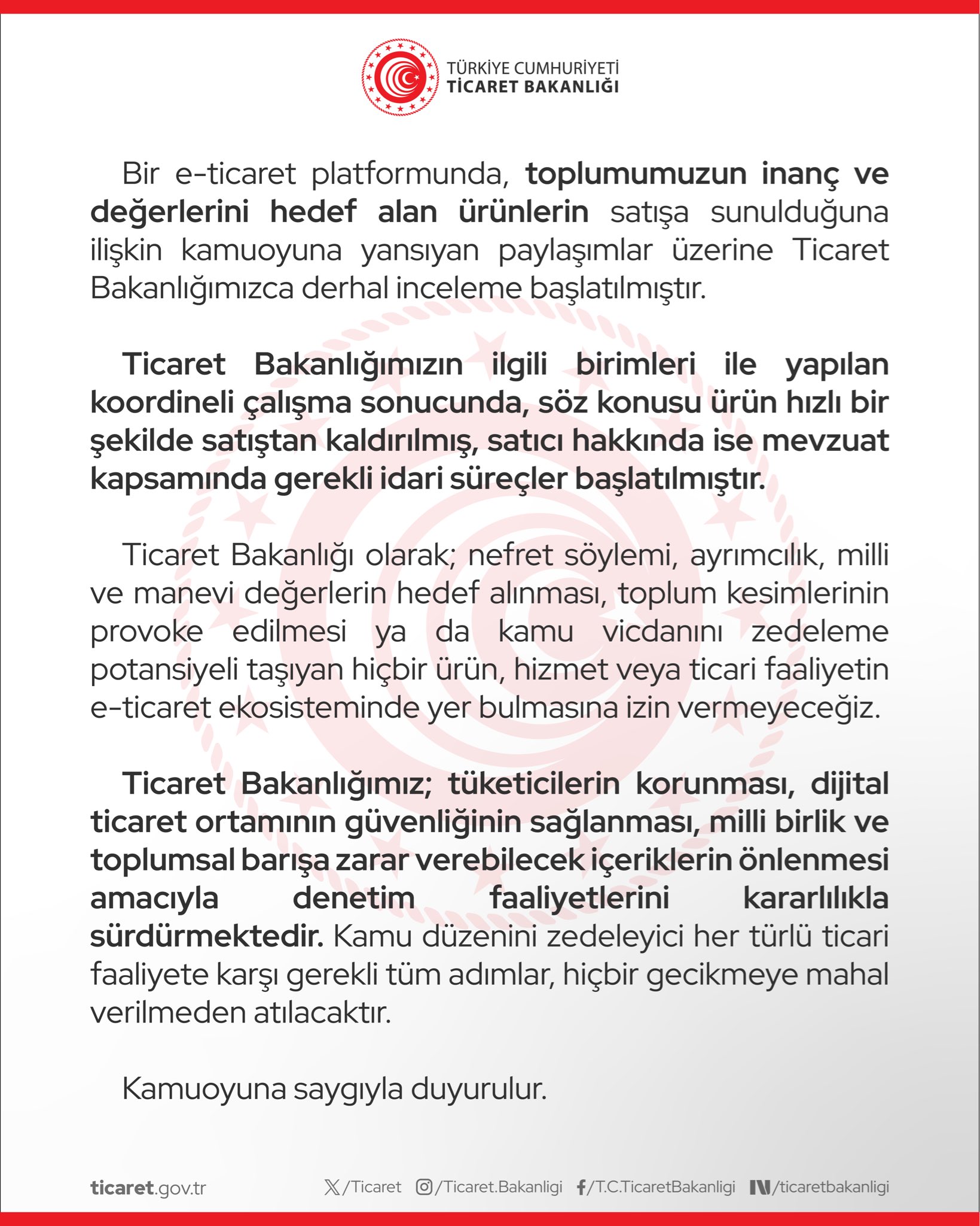 Ticaret Bakanlığı, e-ticaret platformunda 'Cumhuriyet