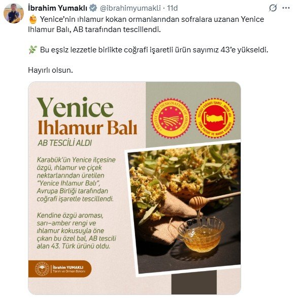 Yenice Ihlamur Balı AB’den Coğrafi İşaret Tescili Aldı! Türkiye’nin 43. Gururu Oldu