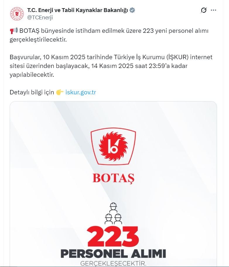 BOTAŞ’ta İstihdam Seferberliği: 223 Yeni Personel Alımı Başlıyor!