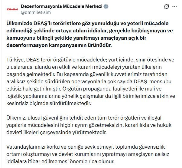 İletişim Başkanlığı DMM, Türkiye'de DEAŞ'a