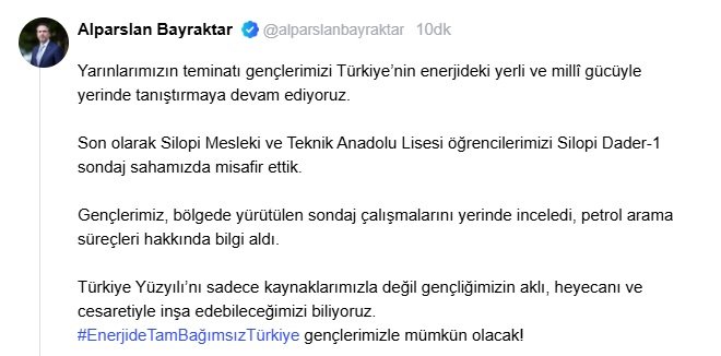 Bakan Bayraktar: ‘Enerjide Tam Bağımsız Türkiye, Gençlerimizle Mümkün Olacak’