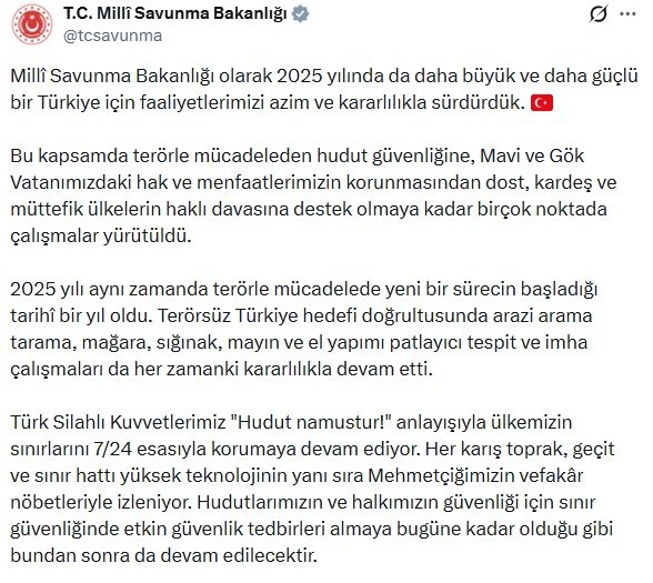 Milli Savunma Bakanlığı, 2025 yılını