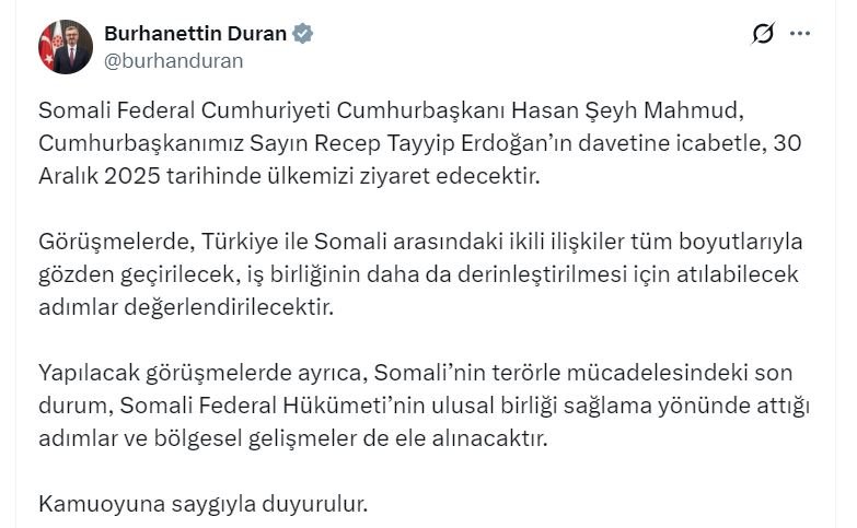 Somali Cumhurbaşkanı Hasan Şeyh