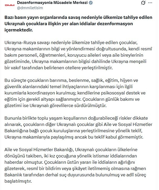 DMM, Ukraynalı çocuklara yönelik