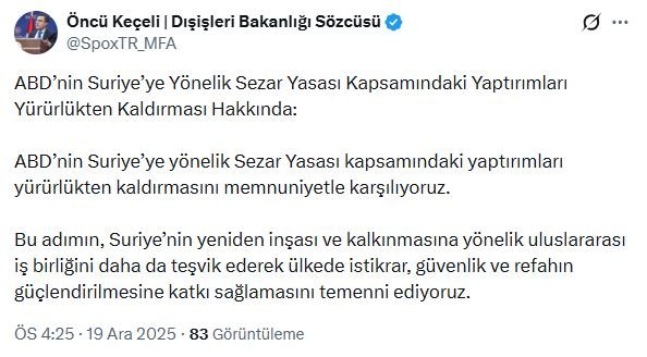 Dışişleri Bakanlığı Sözcüsü Öncü Keçeli,